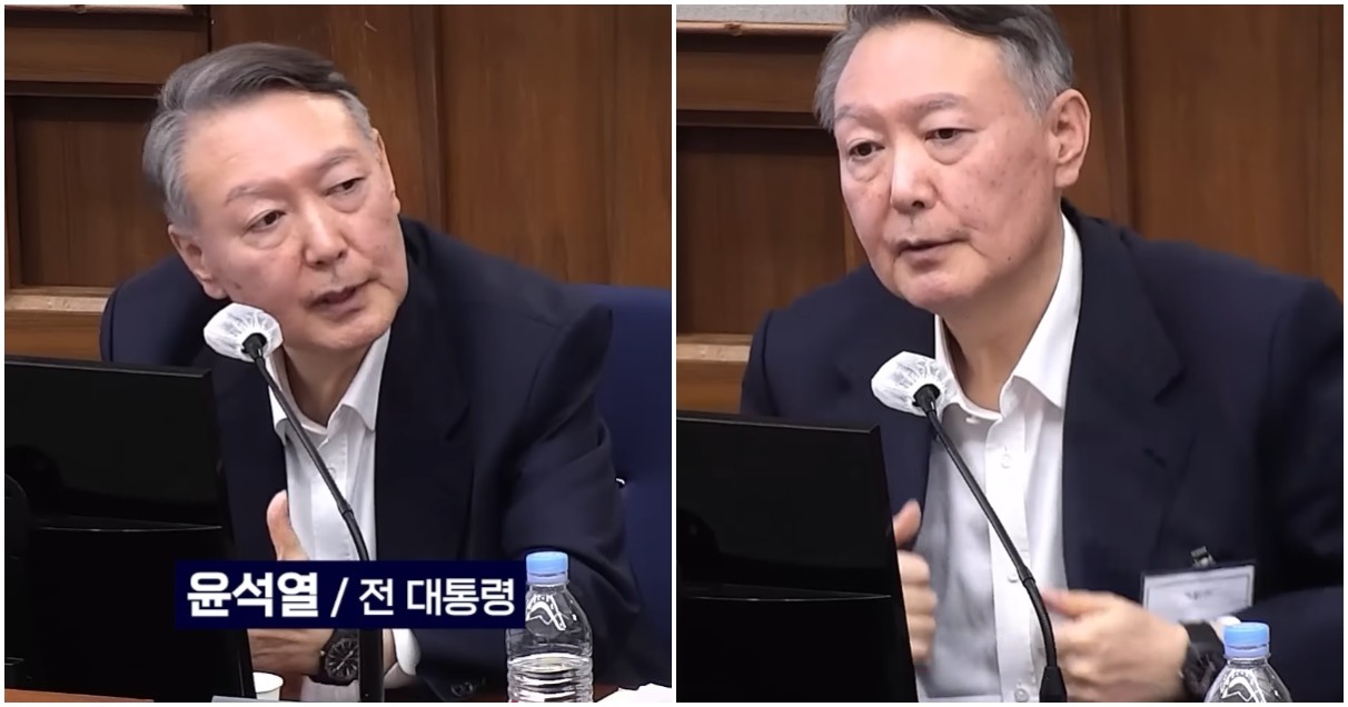 지난달 24일 내란 우두머리 혐의 재판에 참석한 윤석열 전 대통령 / 유튜브 '채널A'