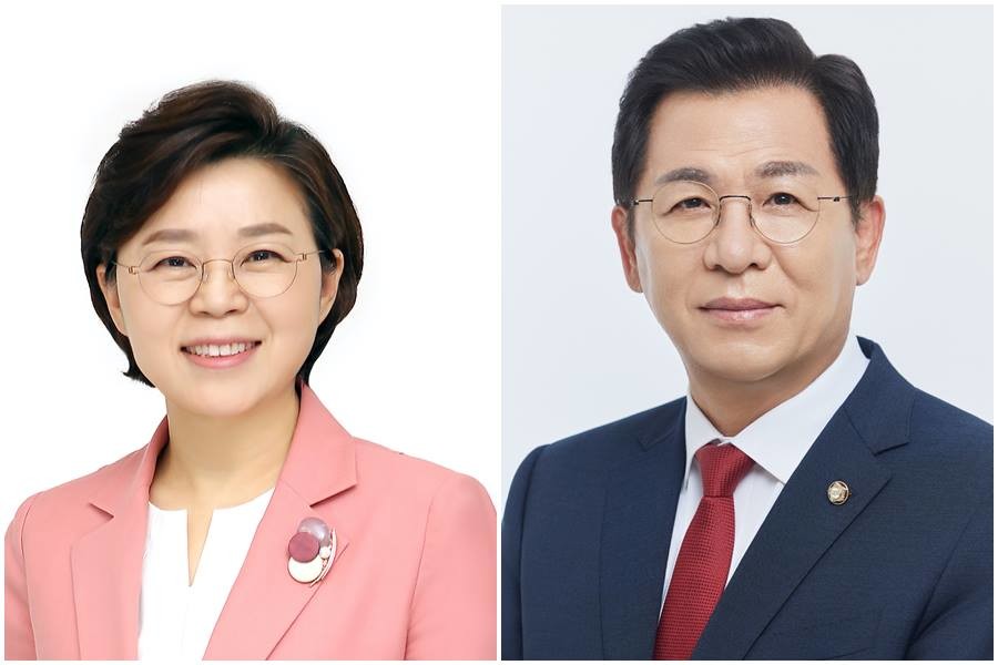 총 1조 5,316억원의 포항시 예산이 포함된 2026년도 예산안이 12월 2일 국회 본회의를 통과했다. 왼쪽부터 김정재, 이상휘 국회의원