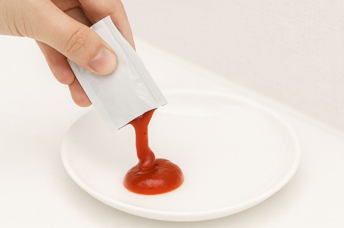 케첩을 접시에 덜어내는 모습. 기사 이해를 돕기 위해 AI를 활용해 제작한 자료 사진입니다.