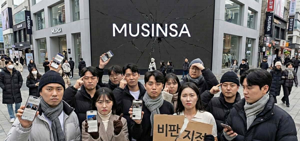 '무신사에 실망감 표한 소비자들'. 기사 내용 토대로 AI툴 활용해 제작한 자료사진.