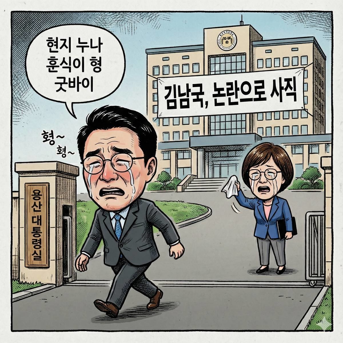 [만평] 논란 끝에 사직한 김남국 대통령실 디지털소통비서관 관련 만평 이미지 / 위키트리