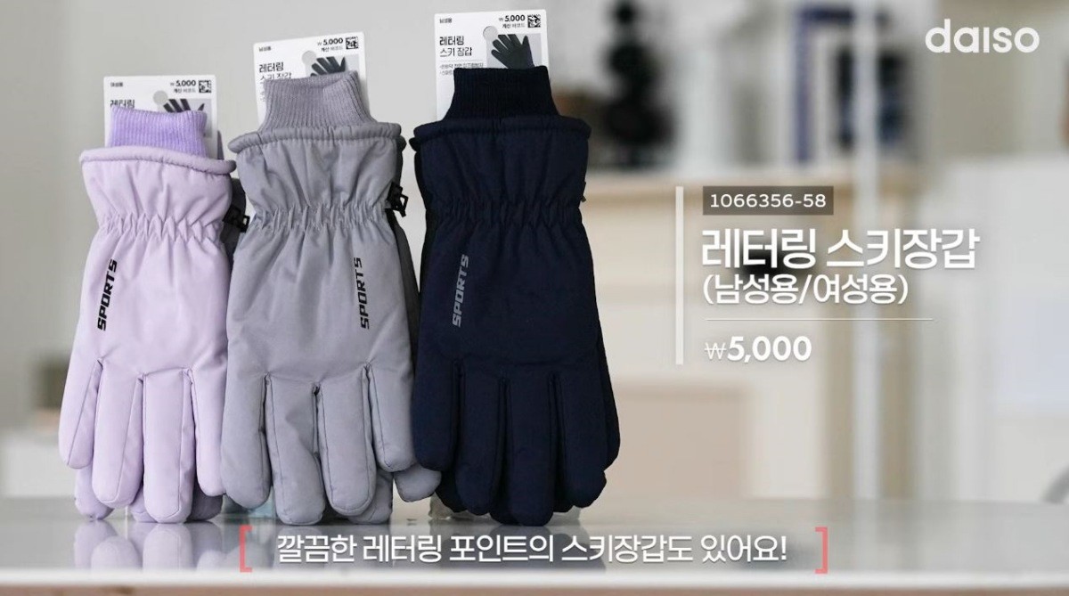 레터링 스키장갑 제품 모습. / 유튜브 '다이소'