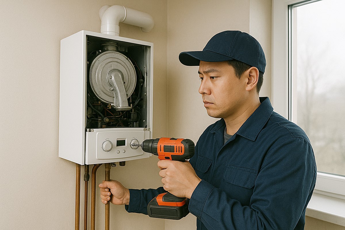 보일러를 수리하는 모습. 기사 이해를 돕기 위해 AI를 활용해 제작한 자료 이미지