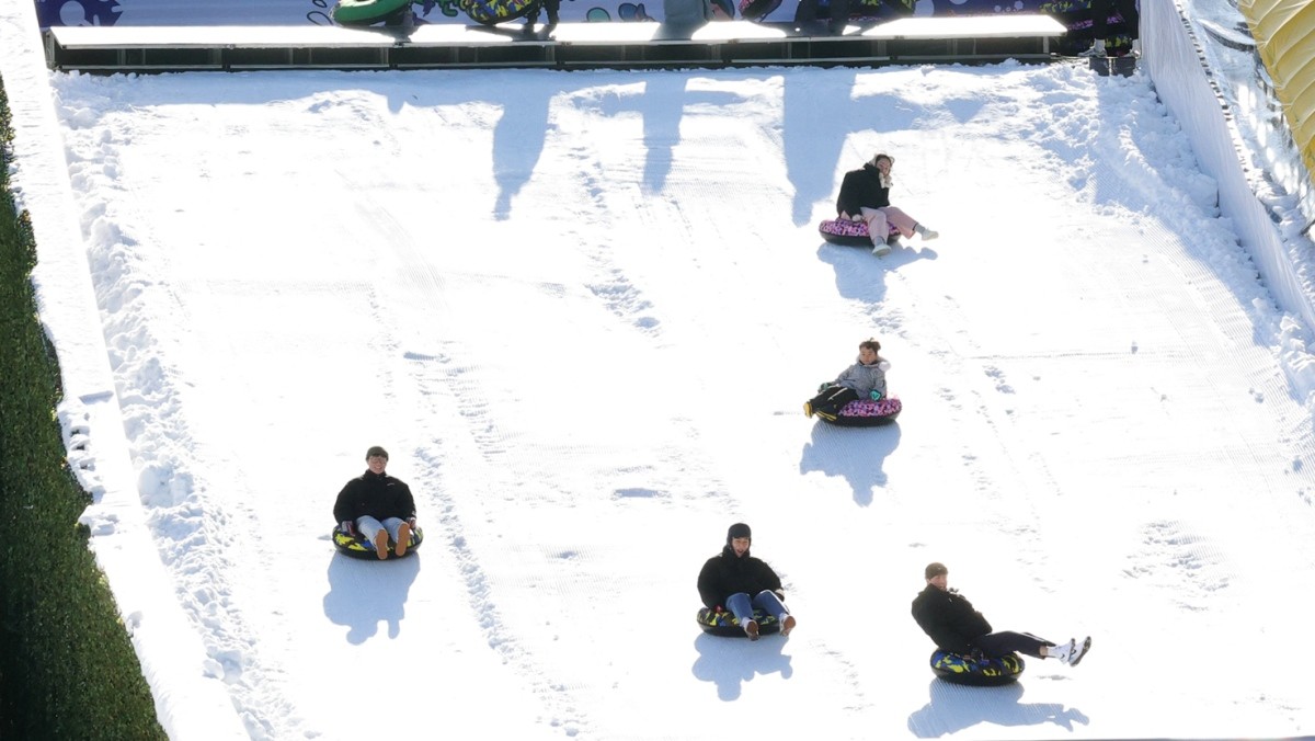 노원구 눈썰매장에서 가족들이 눈썰매를 타며 즐거운 시간을 보내고 있다. / 노원구 제공