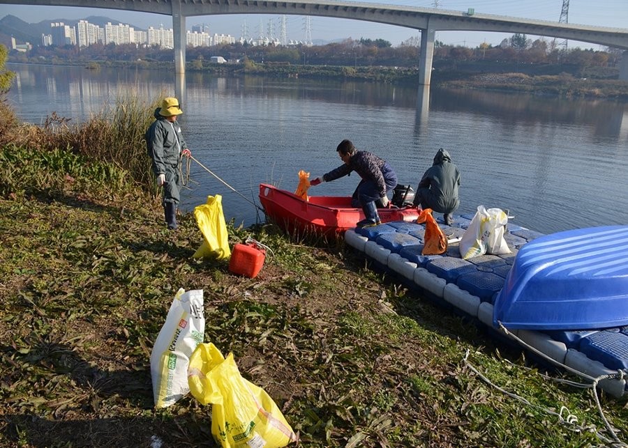 대구시가 겨울철새 보호를 위해 먹이주기 활동을 펼친다. 사진은 겨울철새 먹이주기 활동 모습  / 대구시 제공