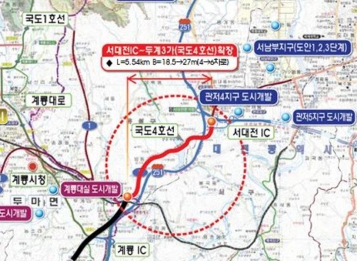 서대전IC~두계3가 도로확장 사업위치도 / 대전시 제공