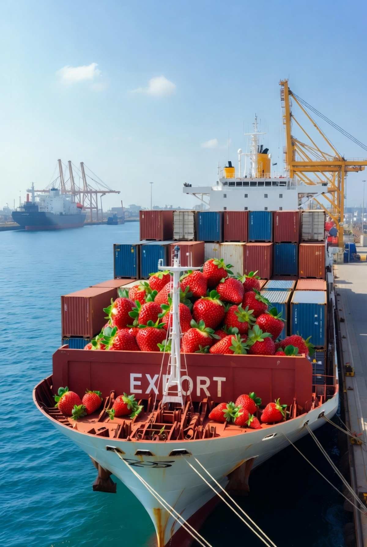 '해외로 나가는 K딸기'. 기사 내용 토대로 AI툴 활용해 제작한 자료사진.