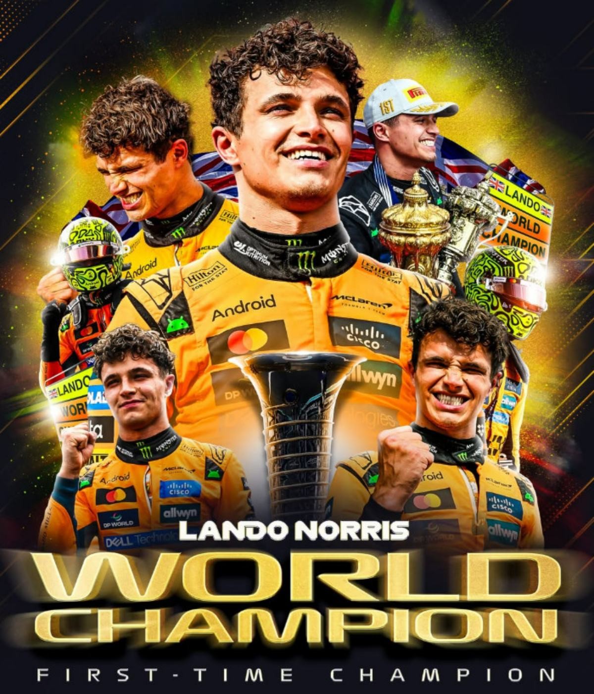 2025 F1 월드챔피언십 24라운드 최종전 아부다비 그랑프리(GP) 결승에서 드라이버 챔피언을 차지한 랜도 노리스. / f1 공식 인스타그램