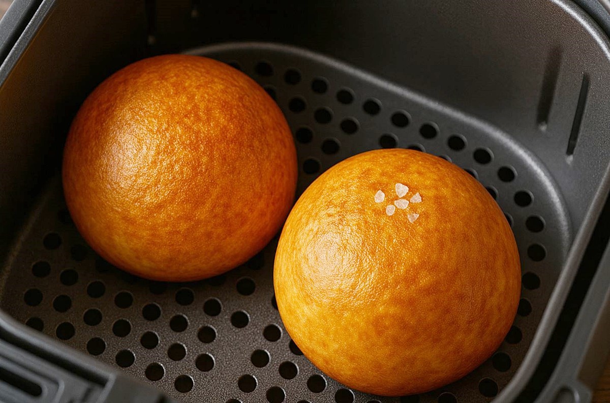 에어프라이어에 노릇노릇하게 구은 호빵 모습. 기사 이해를 돕기 위해 AI를 활용해 제작한 자료 사진입니다.