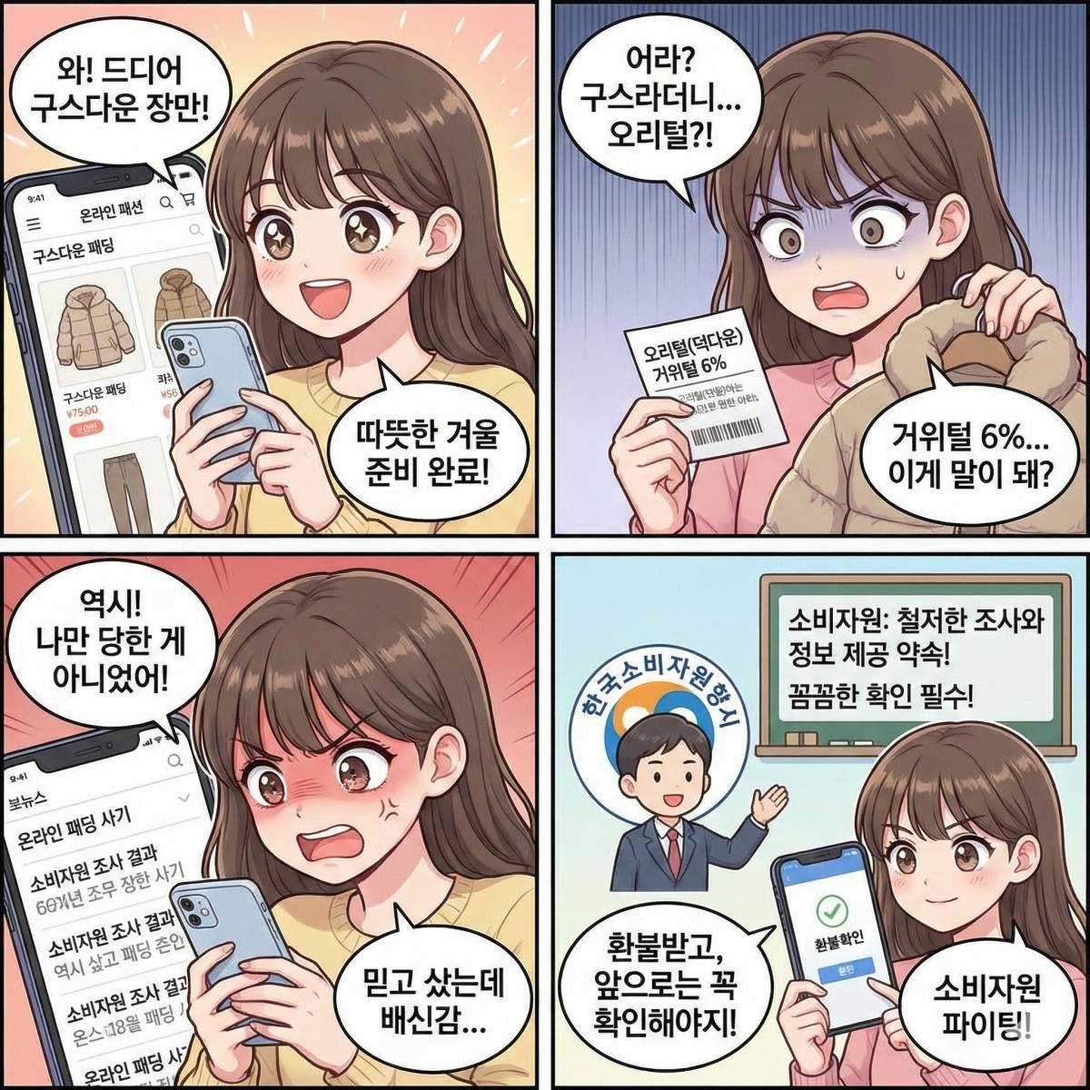 기사 내용을 바탕으로 AI로 생성한 네컷 만화