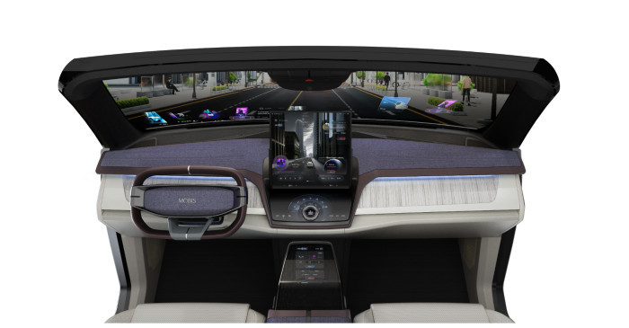 홀로그래픽 윈드쉴드 디스플레이가 탑재되어 있는 콕핏 통합설루션 / 현대모비스