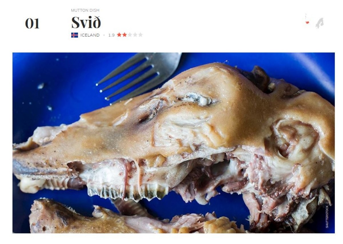 '세계 최악의 음식 100선' 1위에 오른 '스비드'. / 테이스트 아틀라스 제공