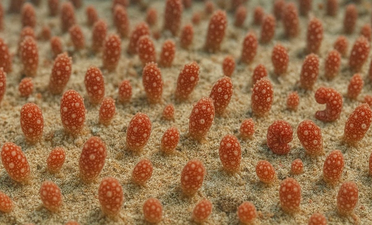 어린 홍해삼 모습. 기사 이해를 돕기 위해 AI를 활용해 제작한 자료 사진입니다. 실제 모습과 다소 차이가 있을 수 있습니다.