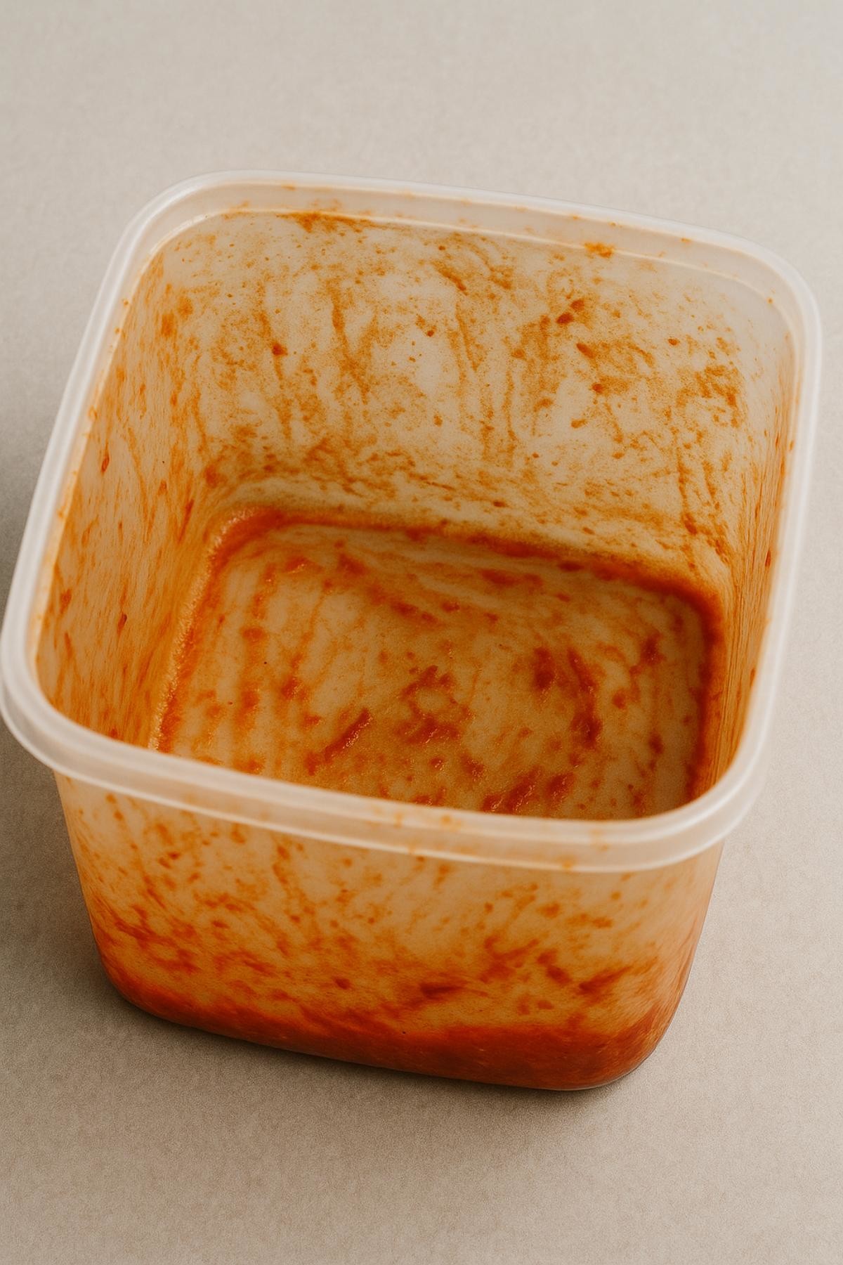 더러워진 김치통. 기사 내용을 바탕으로 제작한 자료사진.