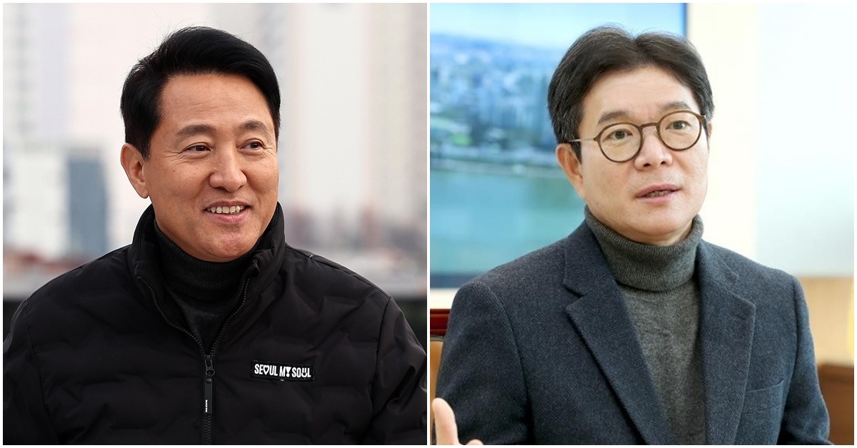 오세훈(왼쪽) 서울시장과 정원오 서울 성동구청장. / 뉴스1, 연합뉴스