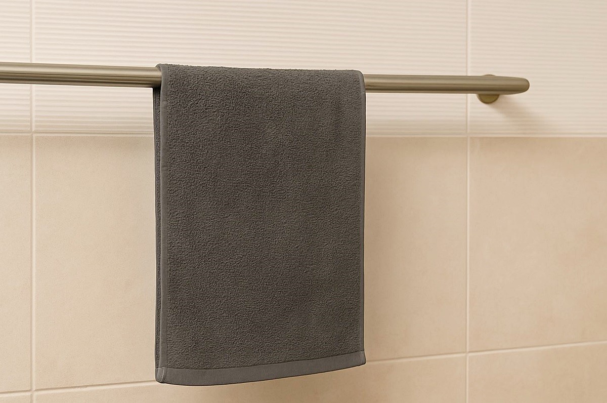 욕실에 걸린 수건 모습. 기사 이해를 돕기 위해 AI를 활용해 제작한 자료 사진입니다.
