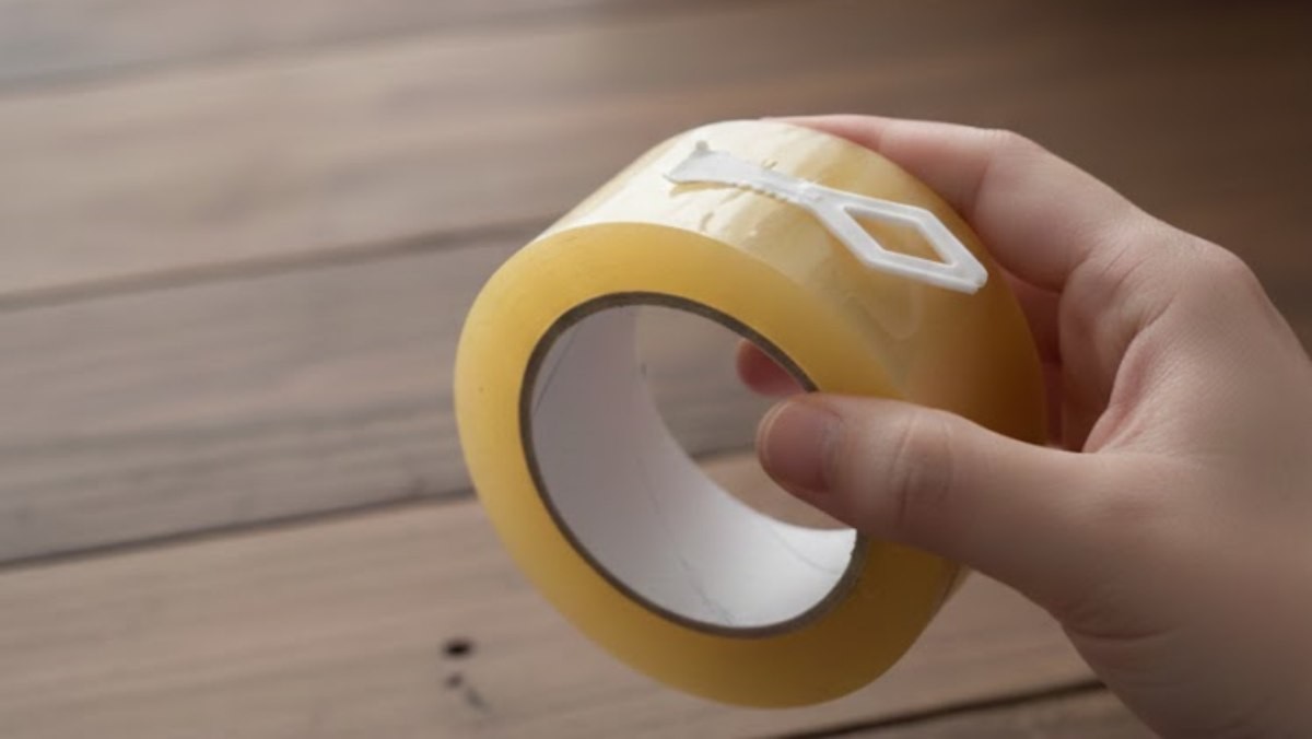 박스테이프에 배달 커터칼을 붙여놓은 모습. 기사 내용을 바탕으로 AI가 생성한 자료사진.