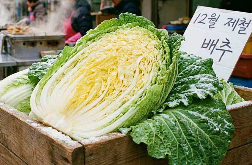 12월 제철인 식재료 배추. 기사 내용을 바탕으로 제작한 자료사진.