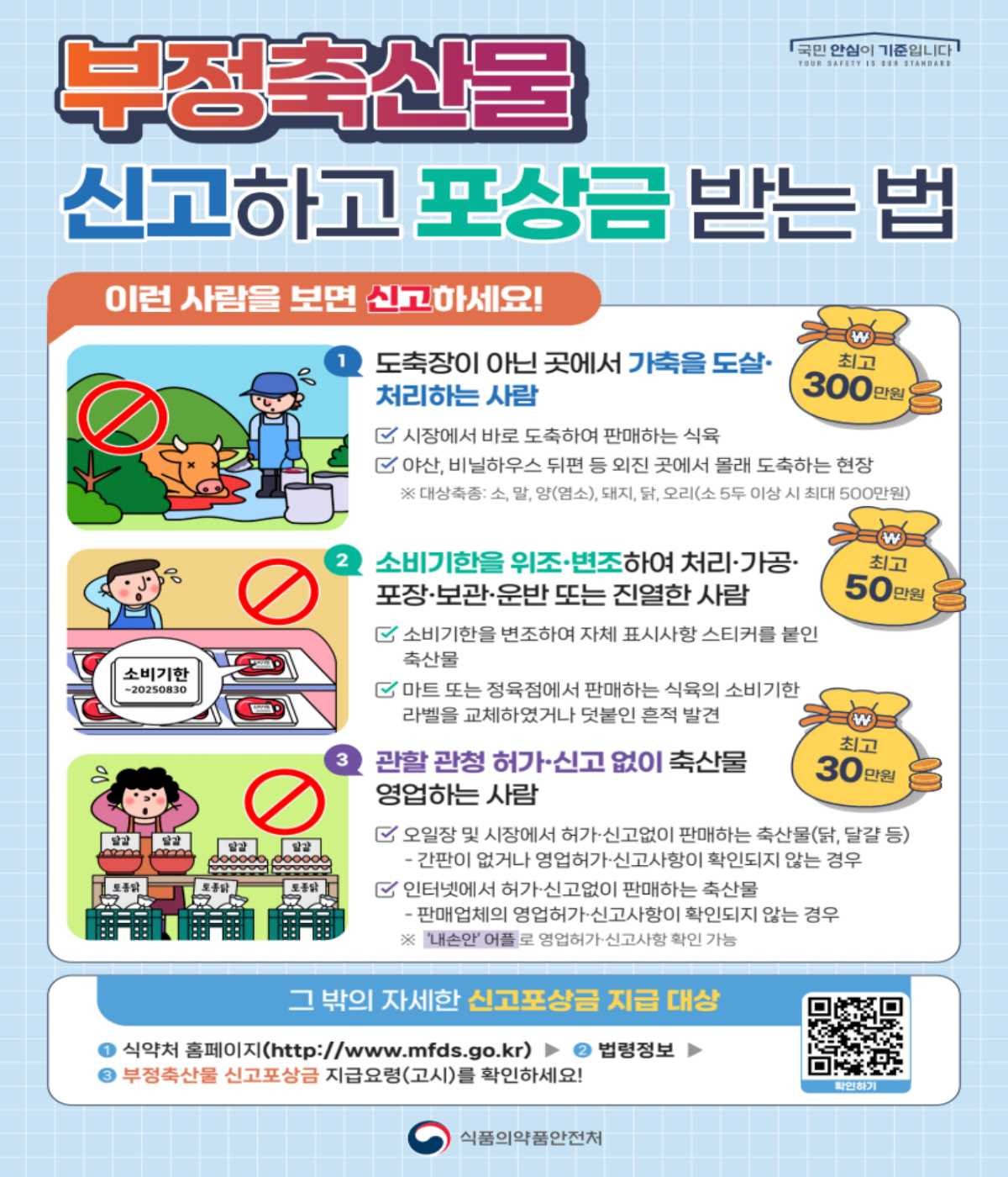 부정 축산물 신고 포상금 홍보 리플렛 / 식약처