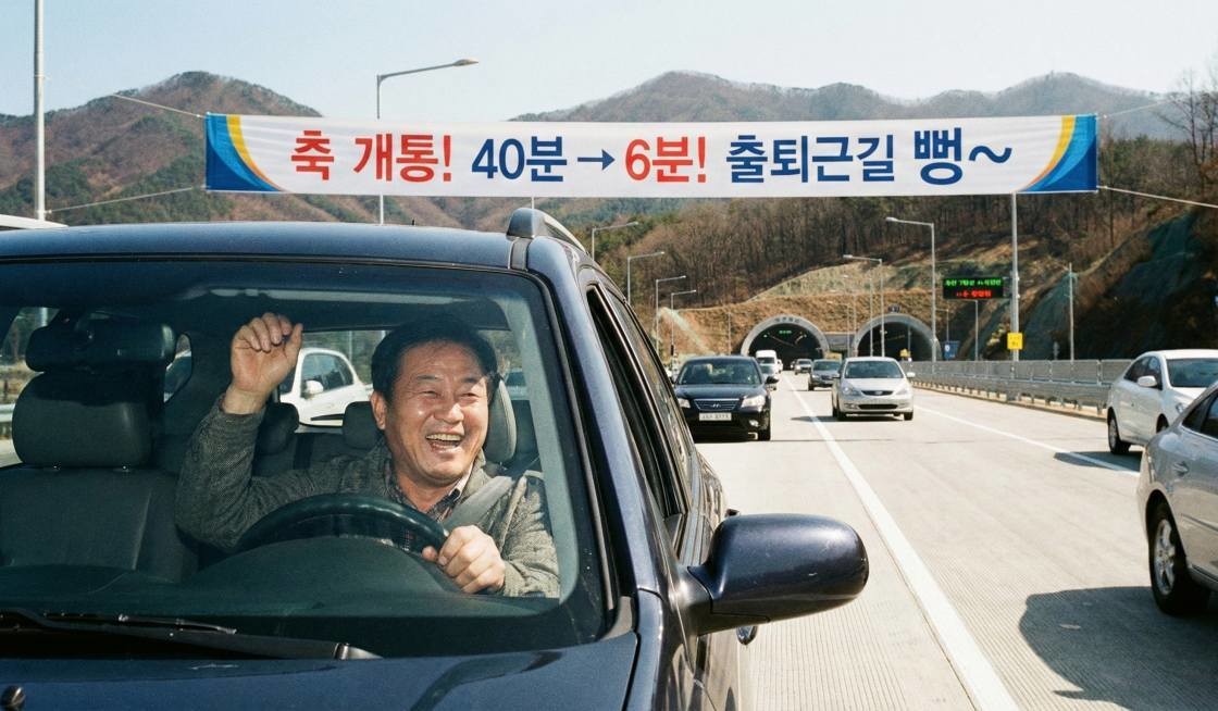 증산가천터널 입구에서 김천시 증산면 장전리∼성주군 가천면 신계리를 연결하는 지방도 903호선 개통. 기사 내용 토대로 AI툴 활용해 제작한 자료사진.