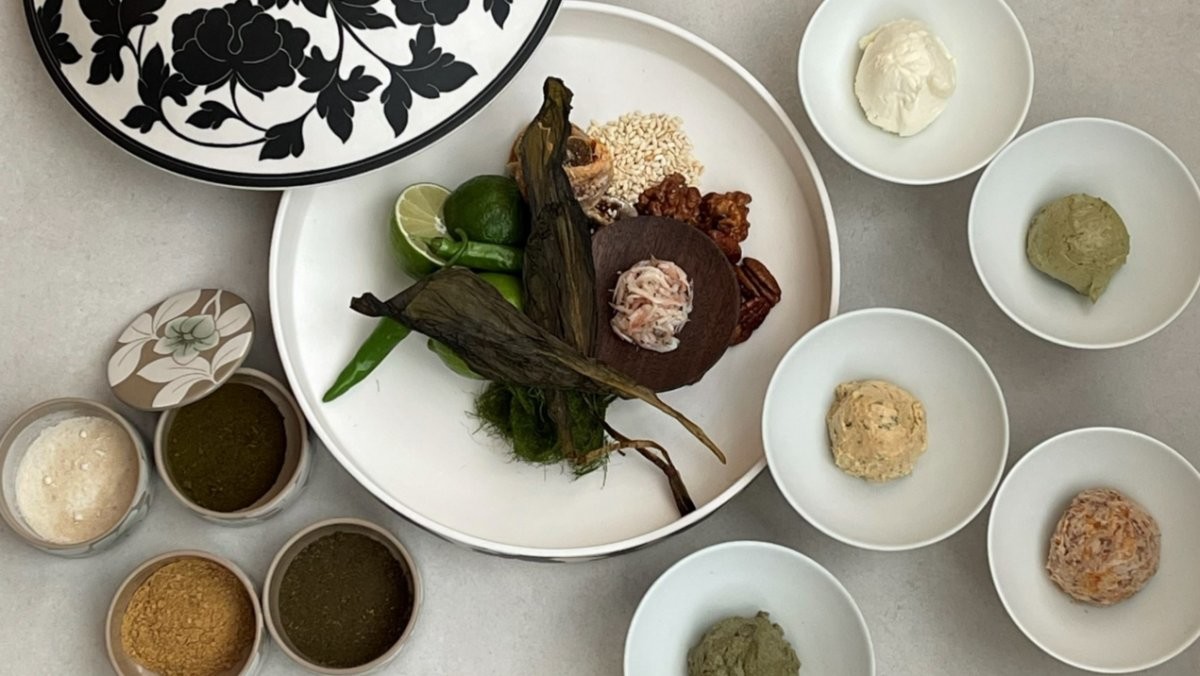 명이, 누룩, 유자, 감태 등 한국 고유 식재료를 발효·건조한 파우더와 미국산 크림치즈를 조합한 '발효 크림치즈 베이스 / 미국유제품수출협회 제공