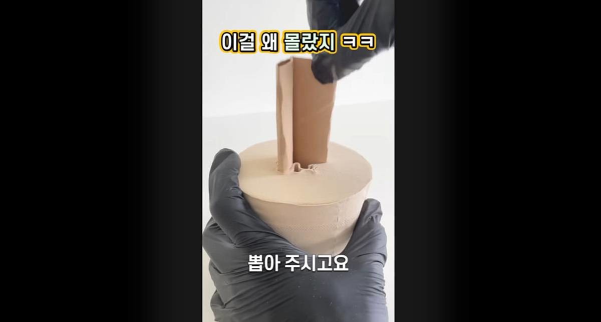 두루마리 휴지심 빼기 / 유튜브 '봄집사'