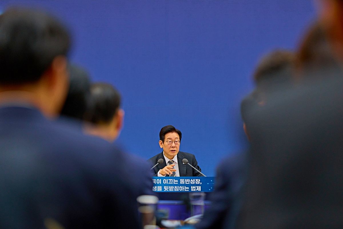 이재명 대통령이 지난 12일 세종시 정부세종컨벤션센터에서 열린 교육부·국가교육위원회·법제처 업무보고에서 발언하고 있다. / 대통령실 제공-뉴스1