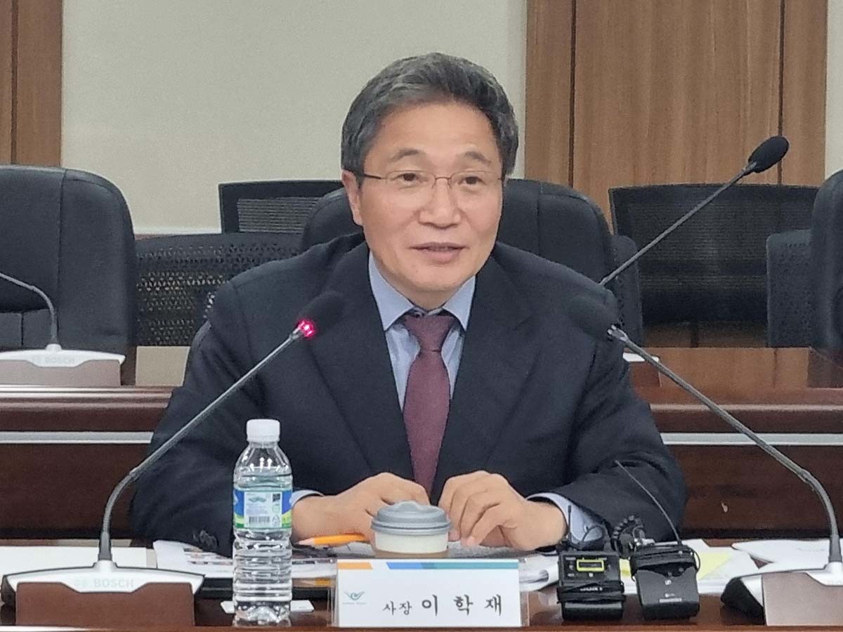 이학재 인천국제공항공사 사장이 16일 오전 인천 중구 공항청사에서 열린 기자간담회에서 발언하고 있다. / 인천국제공항공사 제공