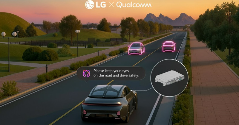 AI 캐빈 플랫폼이 전방의 차량을 인지하고 맞춤형 가이드를 제공하는 이미지 / LG전자 뉴스룸