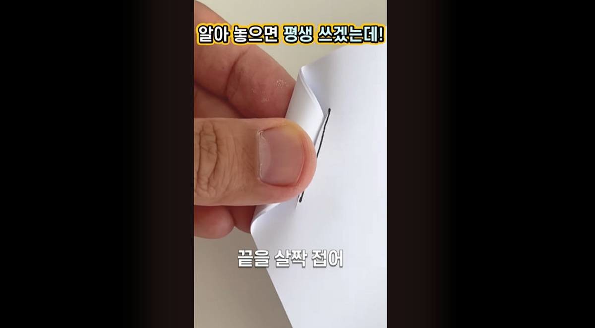 칼집 사이로 종이 넣기 / 유튜브 '봄집사'