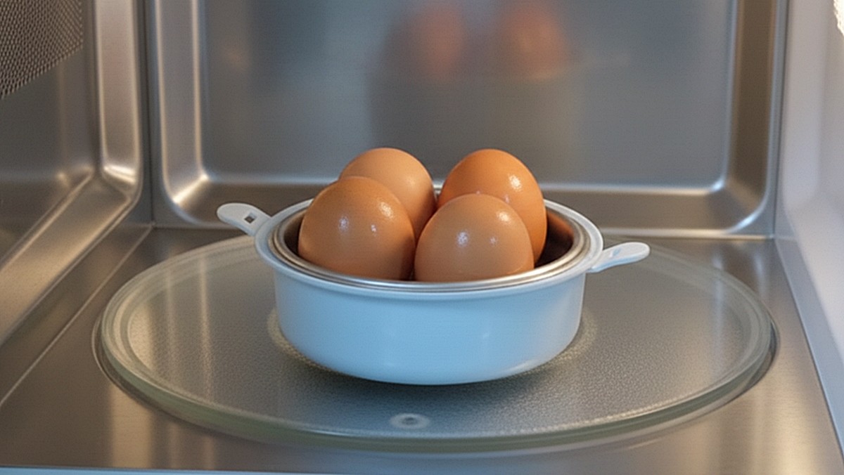 전자레인지 전용 찜기를 활용한 계란 삶기 / AI툴로 제작한 이미지