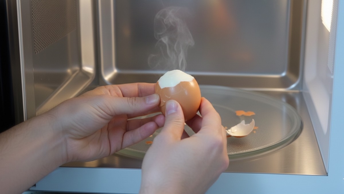 전자레인지로 만드는 초간단 삶은 계란 AI 이미지