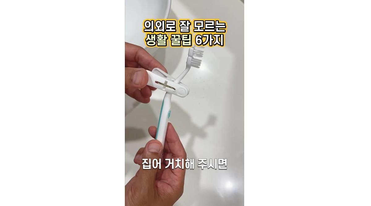 칫솔에 빨래집게를 꽂으면? / 유튜브 '봄집사'