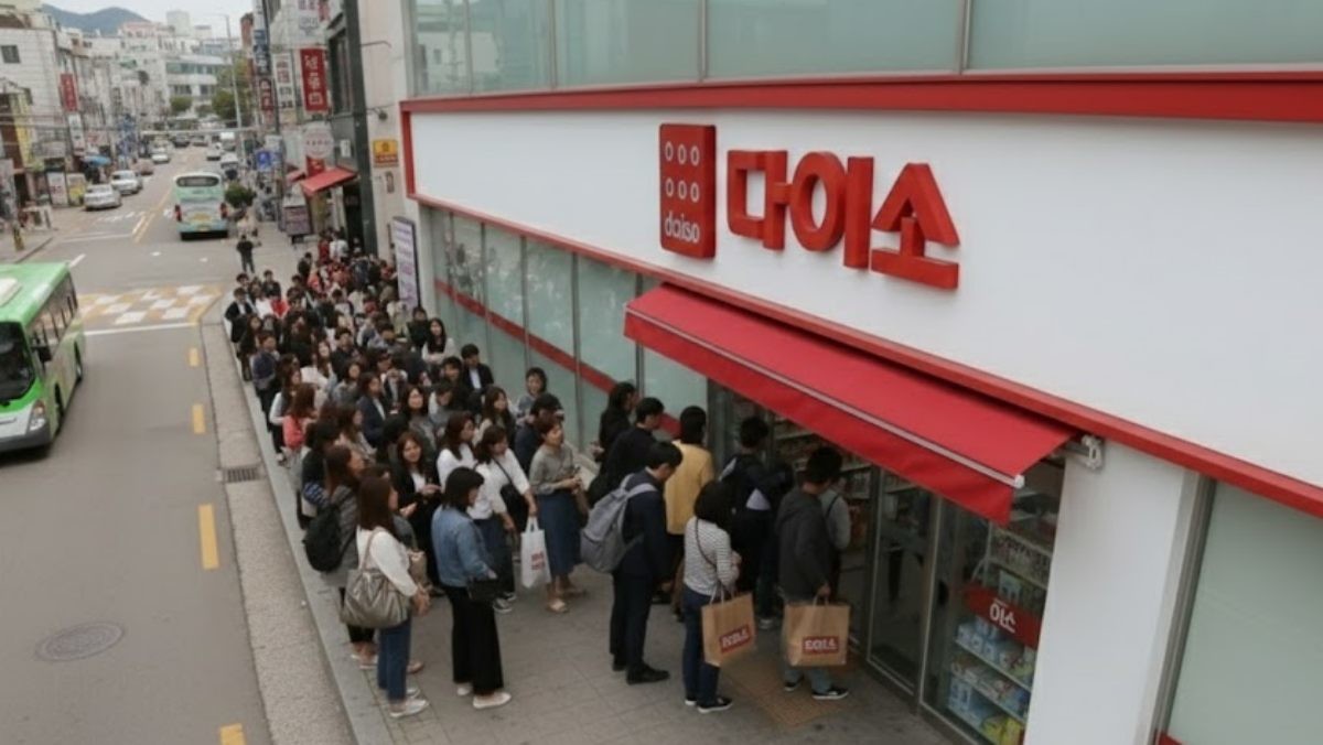 다이소 매장 앞 모습. AI가 생성한 자료사진. (실제와 차이가 있을 수 있음을 알립니다.)