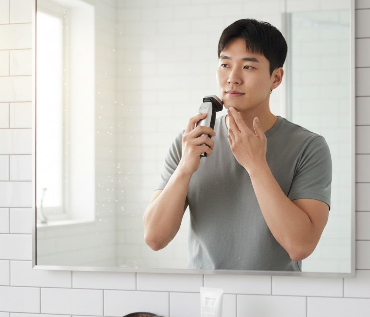 면도하는 사람. AI가 생성한 자료사진.