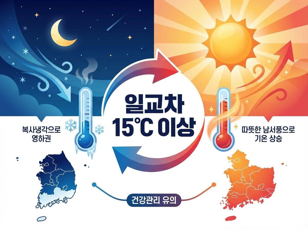 '일교차 주의!' 기사 내용을 바탕으로 제작한 자료사진.
