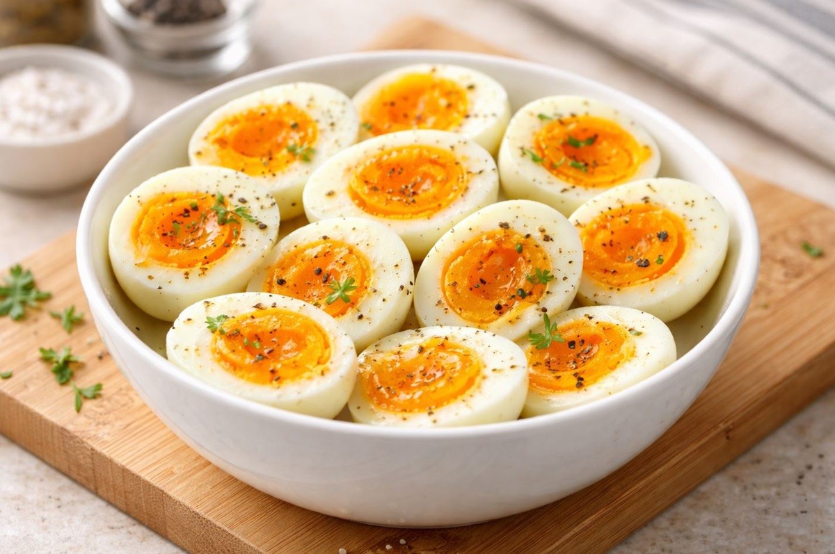 삶은 계란 모습. 기사 이해를 돕기 위해 AI를 활용해 제작한 자료 사진입니다.