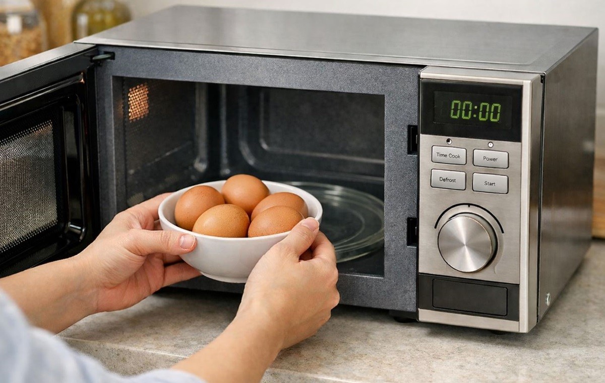 전자레인지에 무심코 삶은 계란을 넣고 돌리면 큰일 납니다. 절대 하면 안 되는 행동입니다. 기사 이해를 돕기 위해 AI를 활용해 제작한 자료 사진입니다.