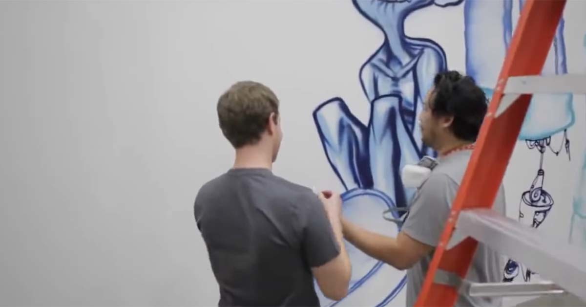 마크 저커버그 메타 CEO와 벽화를 그리는 데이비드 최. / 페이스북