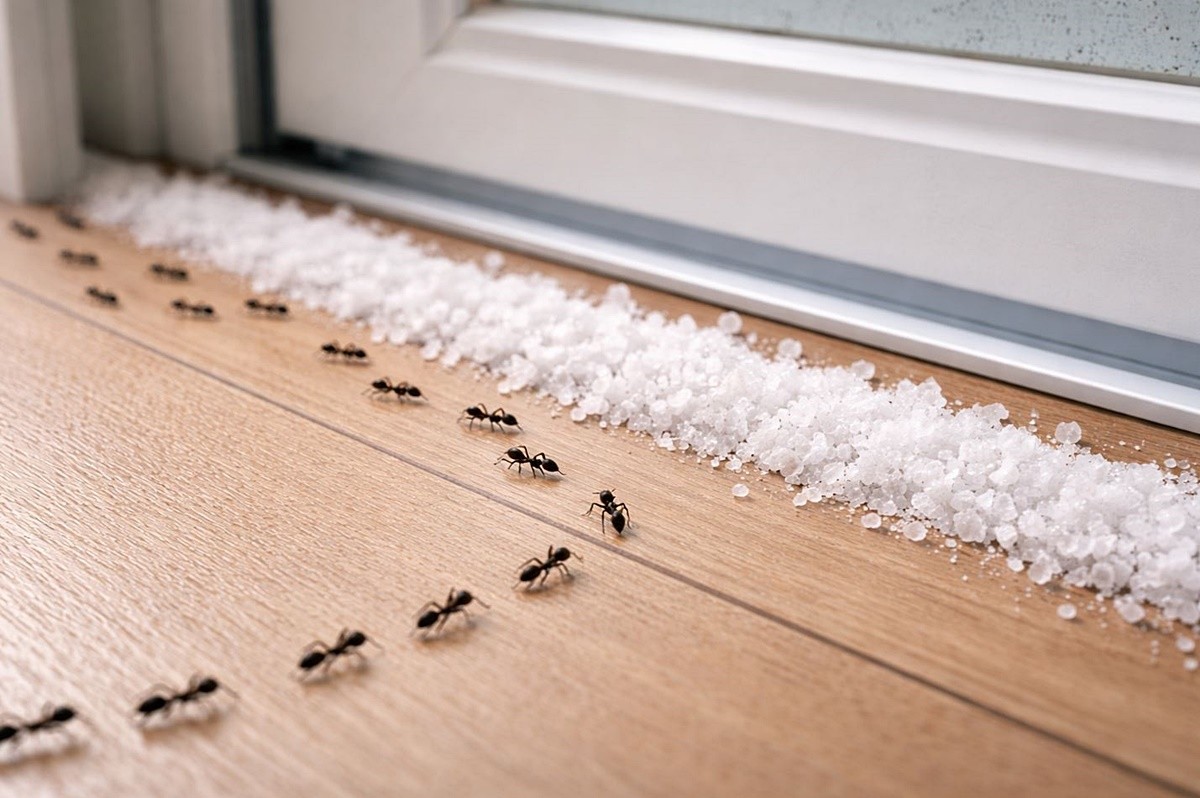 개미 등 해충 출몰 지역에 소금을 뿌려놓은 모습. 기사 이해를 돕기 위해 AI를 활용해 제작한 자료 사진입니다.