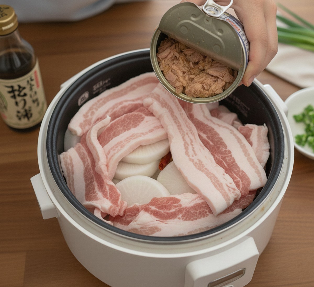 참치를 추가하면 새로운 조합으로도 즐길 수 있는 밥솥 무조림 AI 이미지