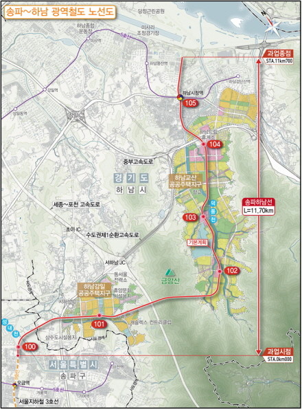 송파하남선 위치도. / 경기도
