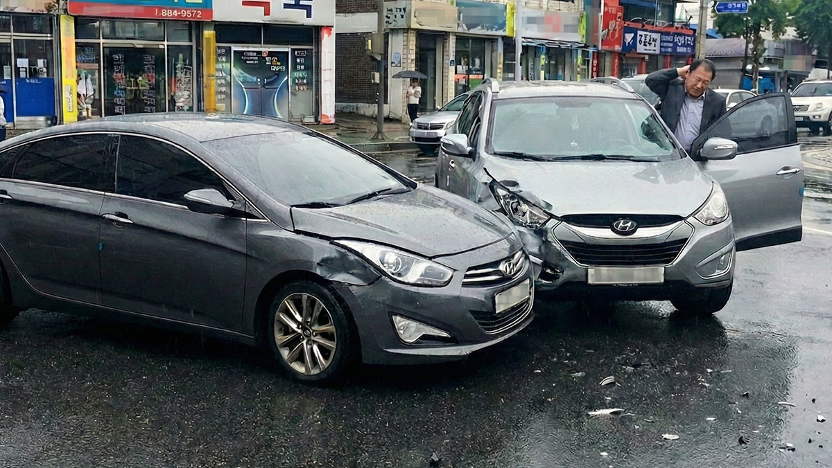 생성형 AI로 제작한 회전 교차로 사고 모습.