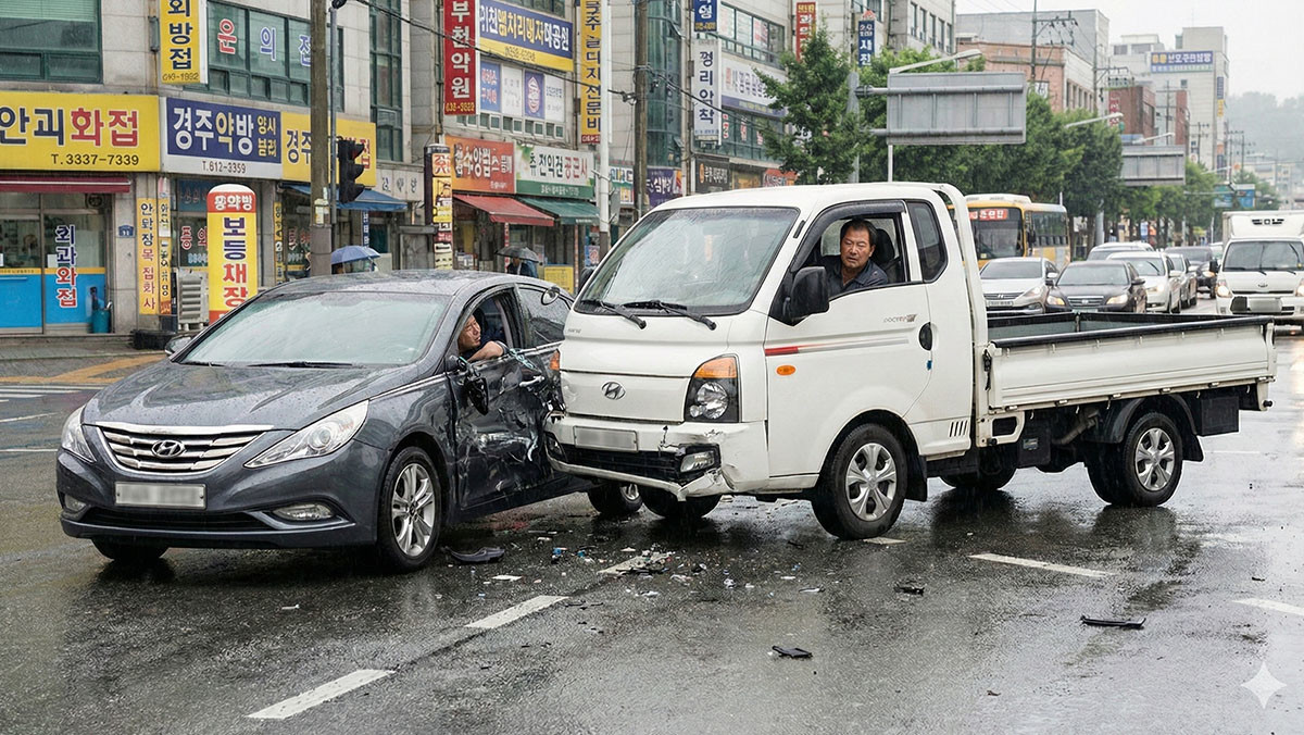 생성형 AI로 제작한 차선변경 사고.