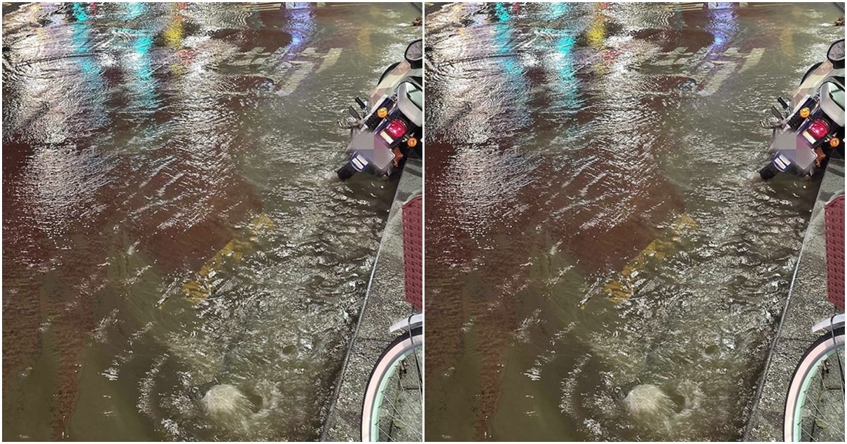 굽은다리역 인근 상수도관 파열로 인한 도로 침수 모습 / 연합뉴스