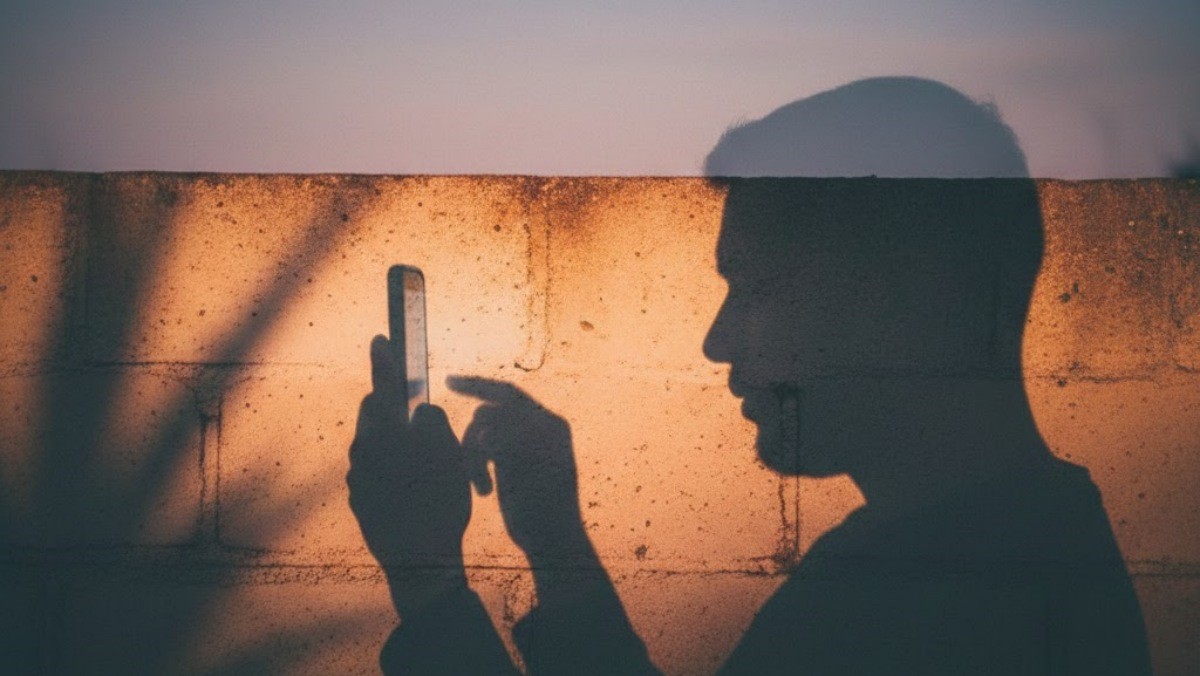 챗을 보내고 있는 한 사람의 실루엣. 기사 내용을 바탕으로 AI가 생성한 자료사진.