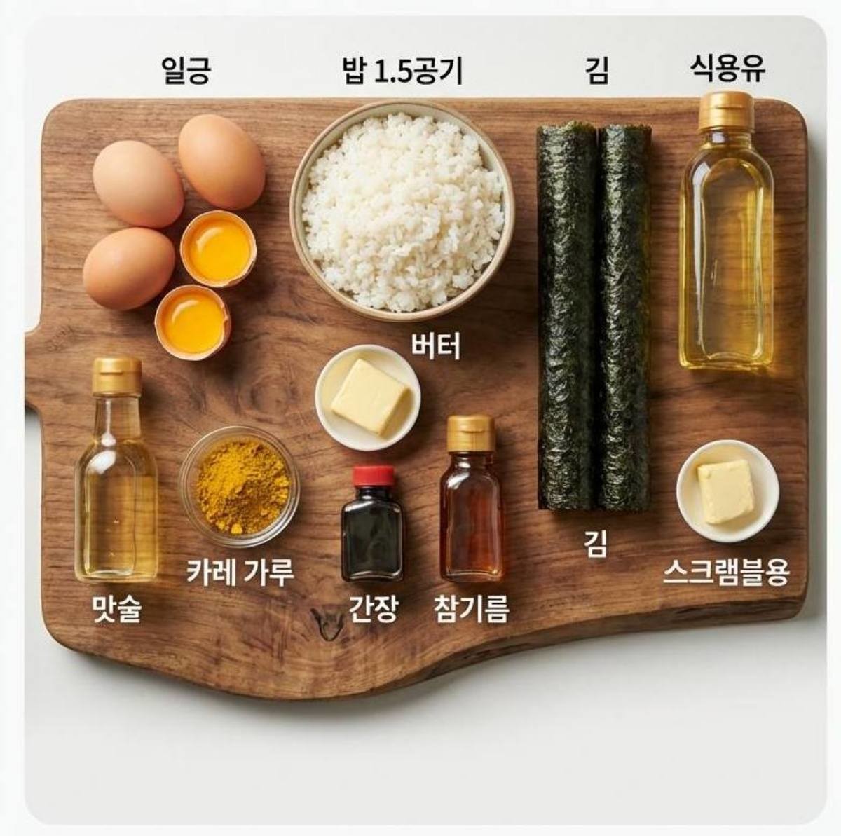 안성재 셰프st '계란 김밥' 준비 재료. 기사 내용을 바탕으로 제작한 자료사진.