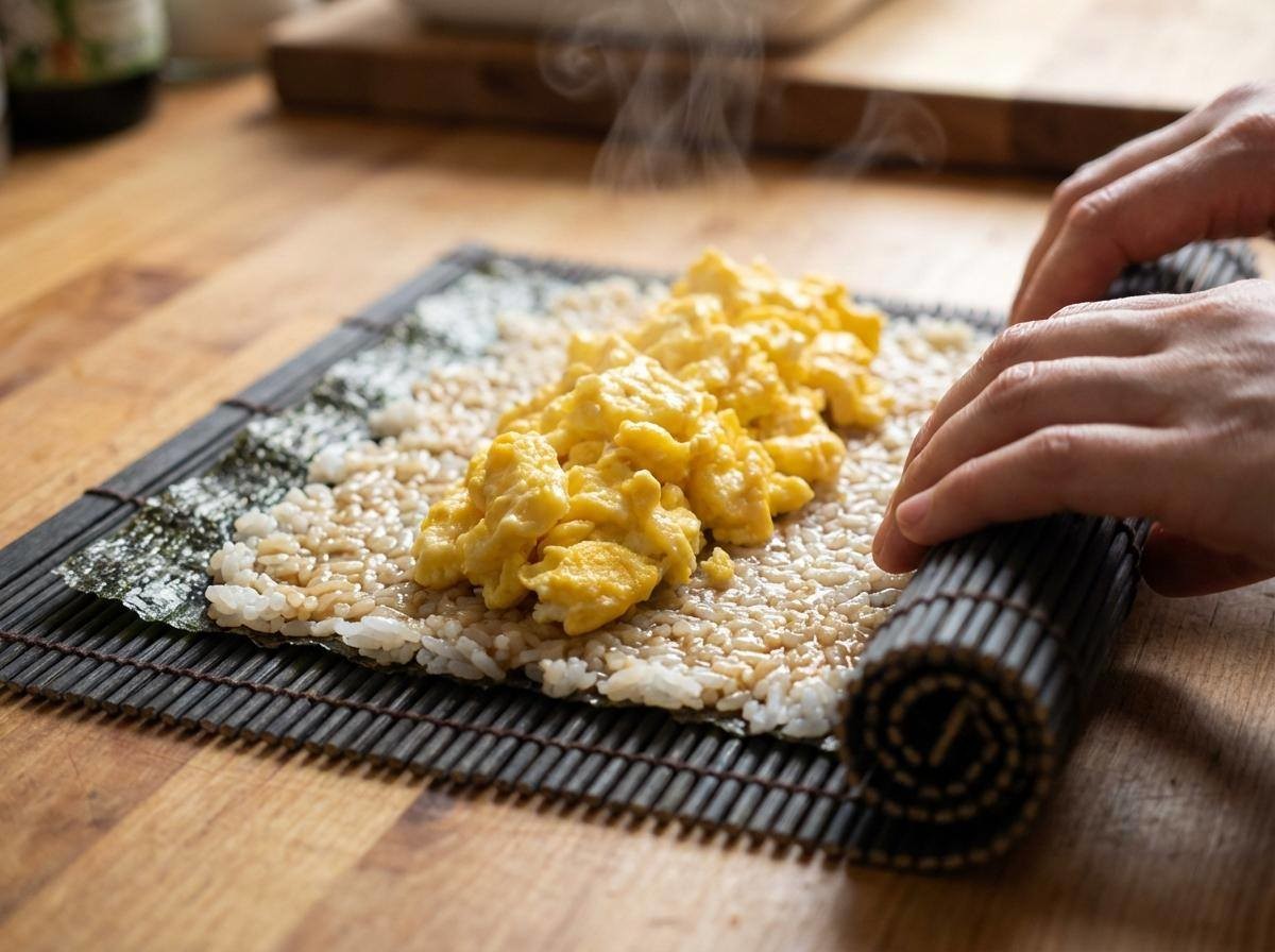 계란 김밥 만드는 과정. 기사 내용을 바탕으로 제작한 자료사진.