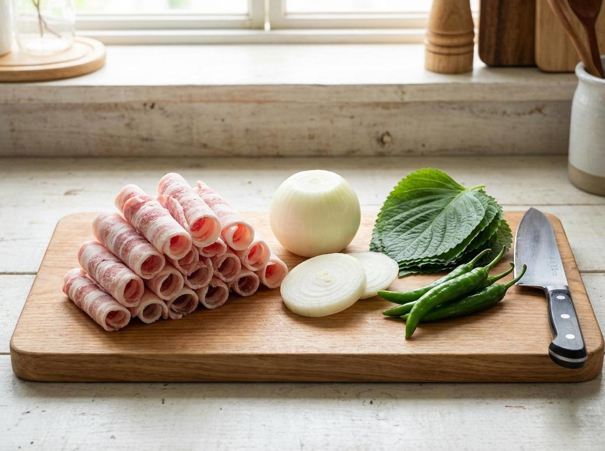 대패삼겹 덮밥 준비 재료들. 기사 내용을 바탕으로 제작한 자료사진.