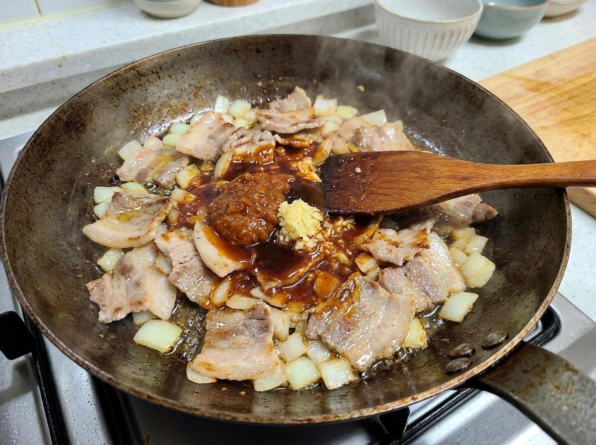 대패삼겹 덮밥 만드는 과정. 기사 내용을 바탕으로 제작한 자료사진.